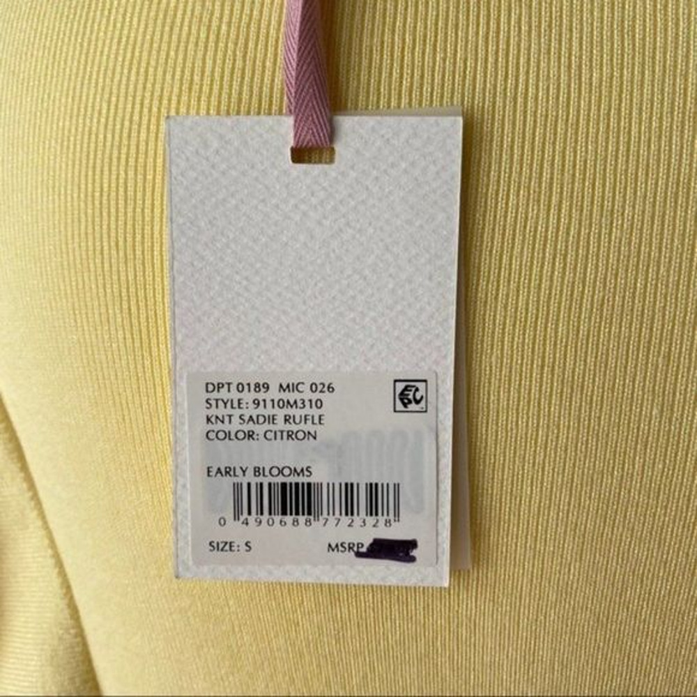 Alex Marie Shirt‎ Top Womens Small Yellow Knit Ruffle Dainty Preppy Spring - Picture 6 of 10